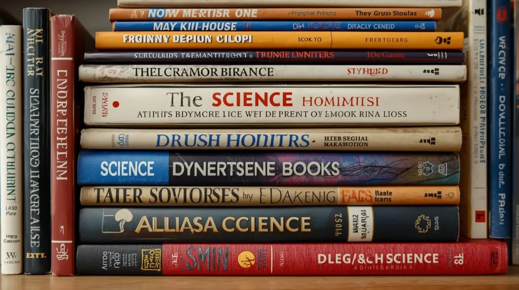 science-books-bundle-stack-astronomy-physics-biology